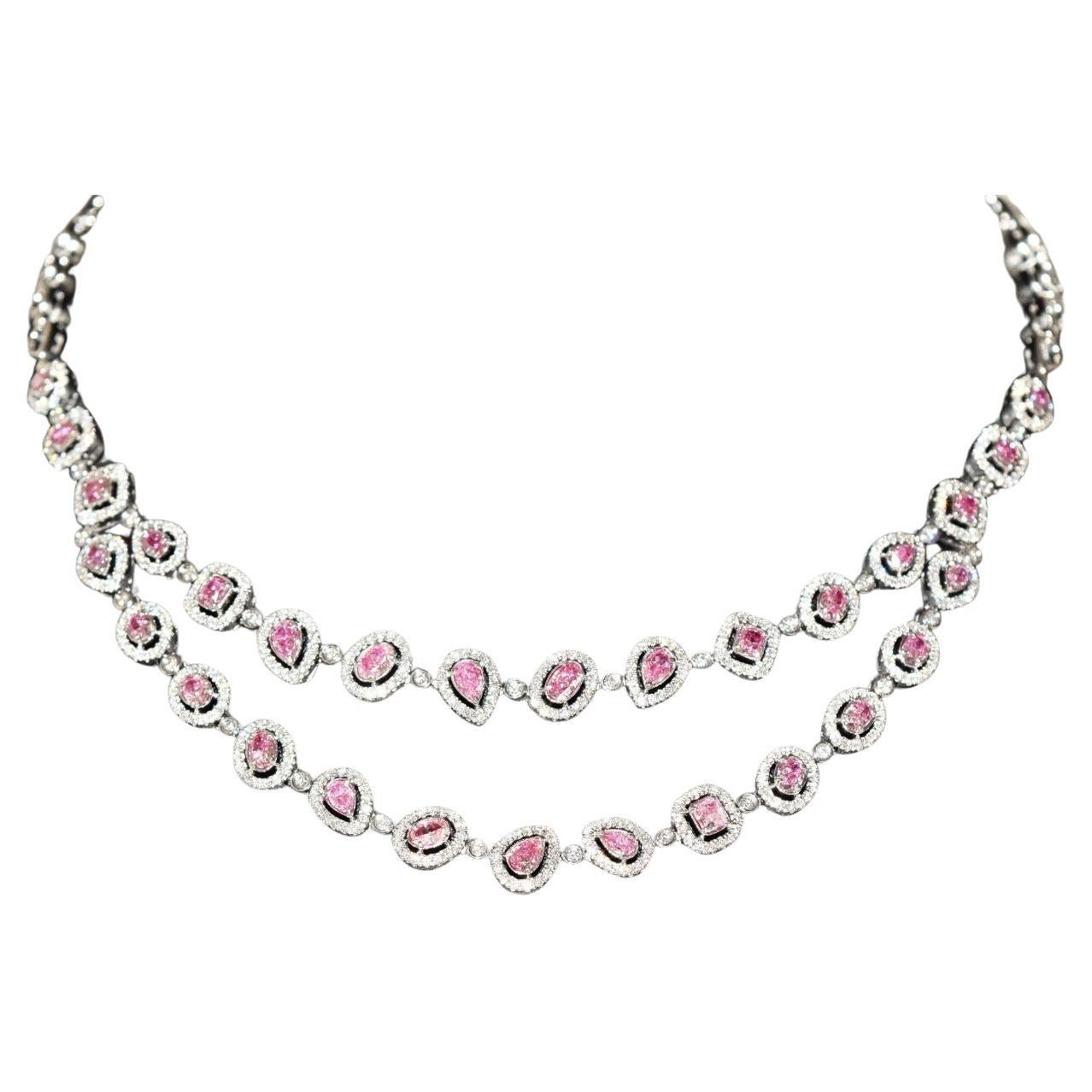 AGL Certified 3.481 Carat Pink Diamond Necklace 