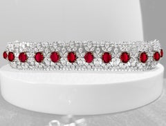 Bracelet fantaisie en rubis et diamants de 35 carats certifiés AGL