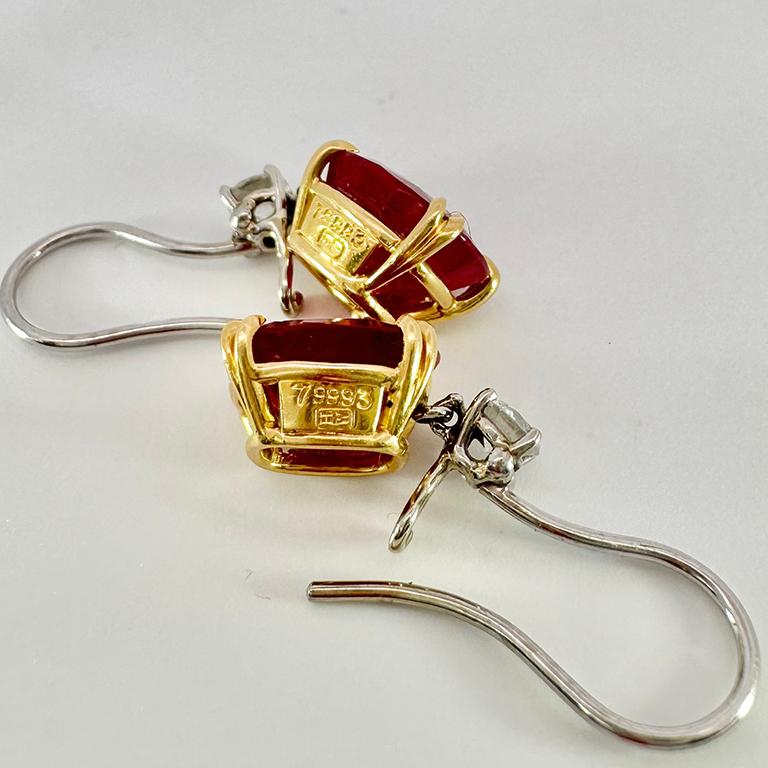 Oval Cut Harry Winston AGL Certified 7 Carat Ruby Platinum & 18K Gold Earrings