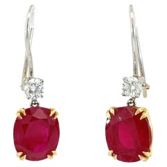 Harry Winston AGL Certified 7 Carat Ruby Platinum & 18K Gold Earrings