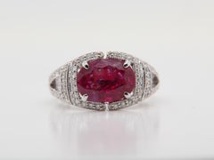 Bague en or 18 carats avec diamants et rubis de Birmanie de 3,56 carats, certifié AGL, sans chaleur