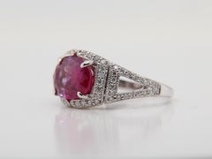 AGL Certified 3.56 Carat Burma Ruby No Heat and Diamond Ring in 18 Karat Gold