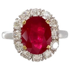 Bague en rubis de Birmanie certifiée AGL de 4,12 carats