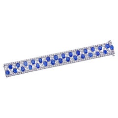 Bracelet certifié AGL de 43.80 carats de saphir bleu de Birmanie et de diamant en 18k WG