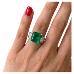 AGL Certified 4.59 Carat Natural Colombian Emerald Ring