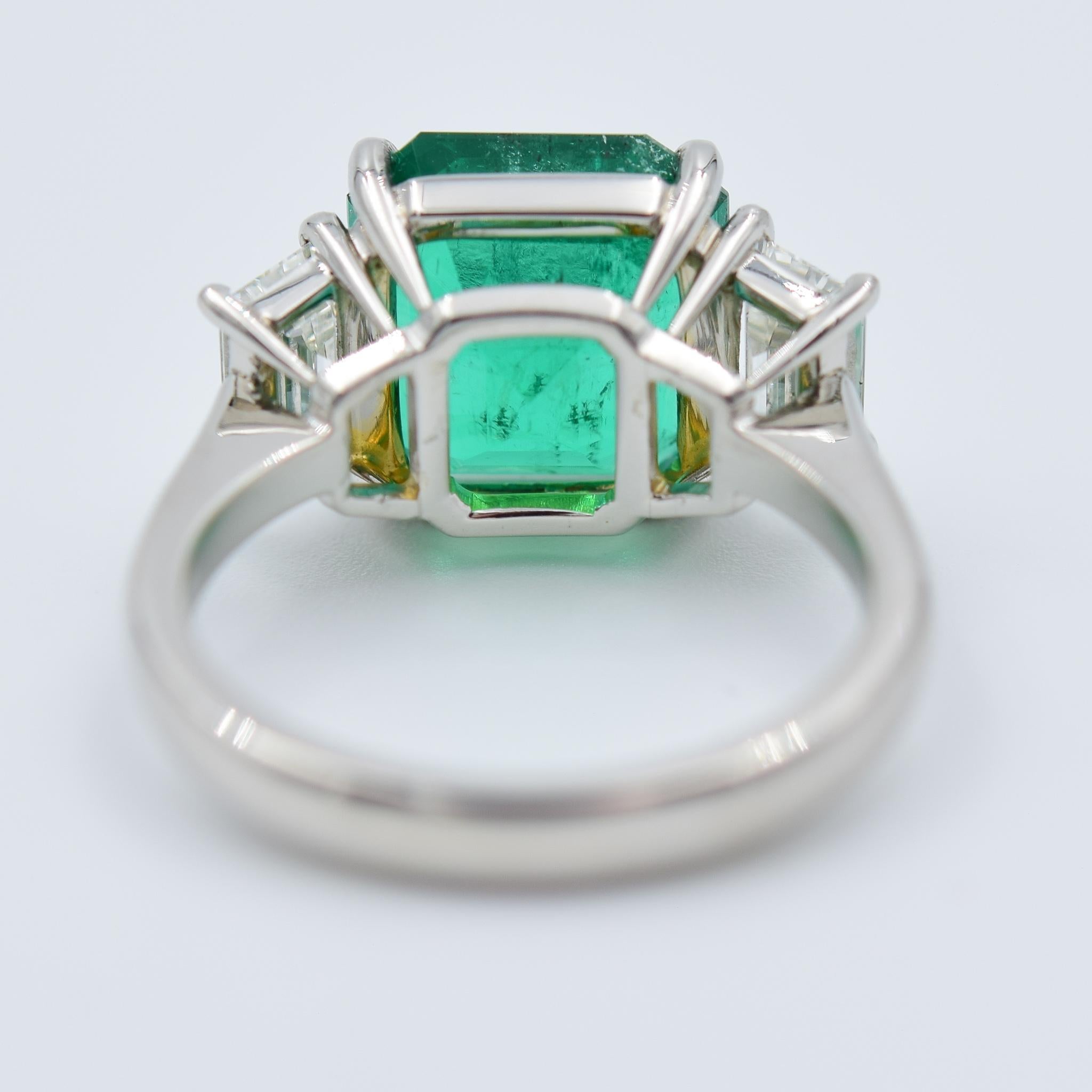AGL Certified 4.64 Carat Colombian Emerald Ring in Platinum w 0.96 Diamond ctw 1
