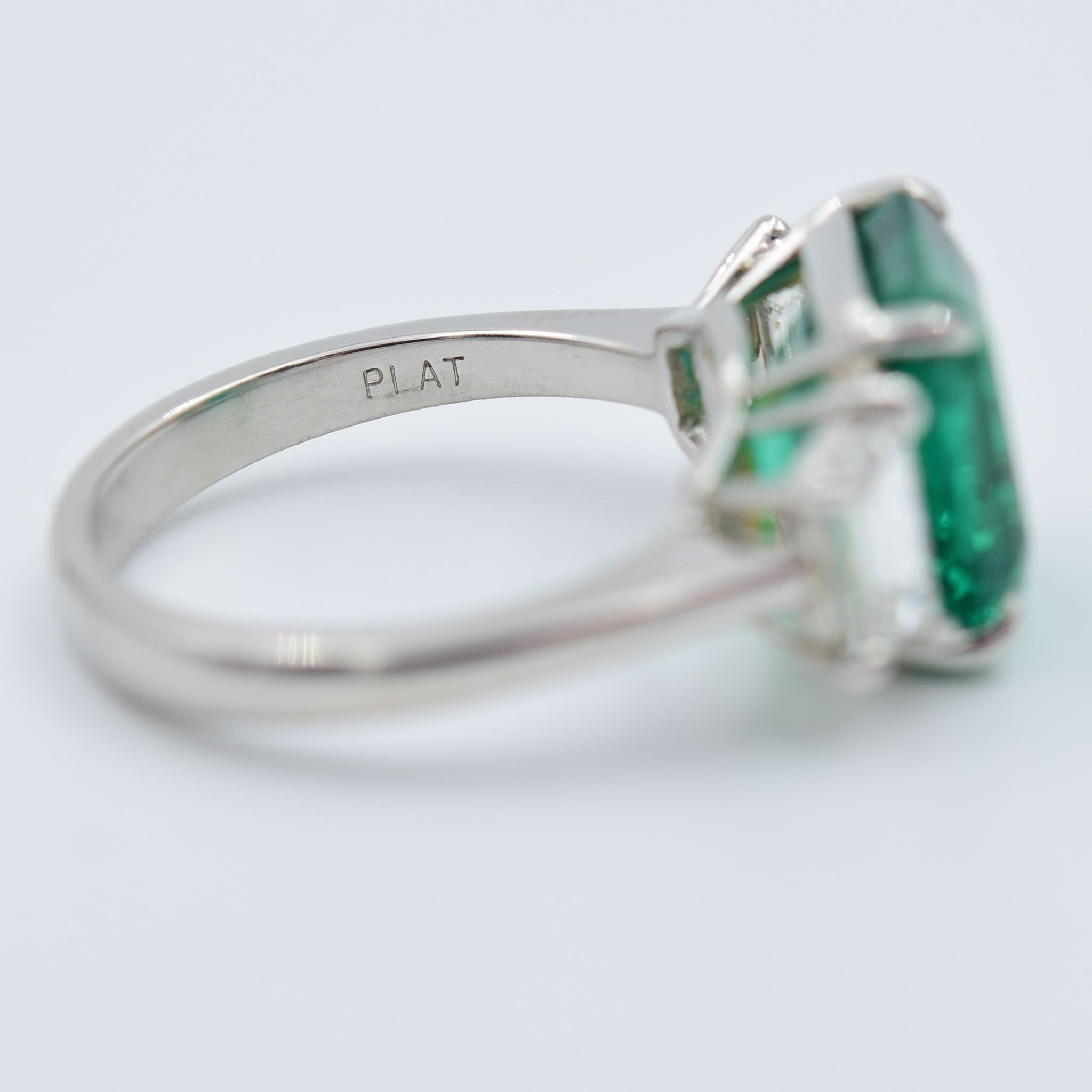 AGL Certified 4.64 Carat Colombian Emerald Ring in Platinum w 0.96 Diamond ctw 3