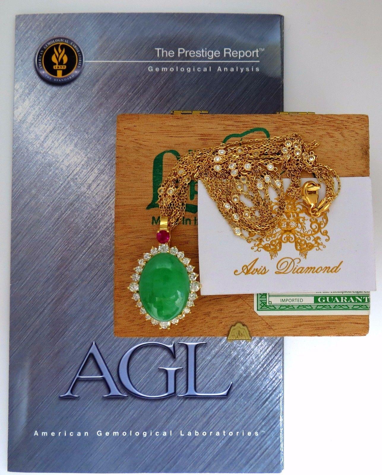 AGL Certified 48.62 Carat Natural Jade Diamond Necklace For Sale 5