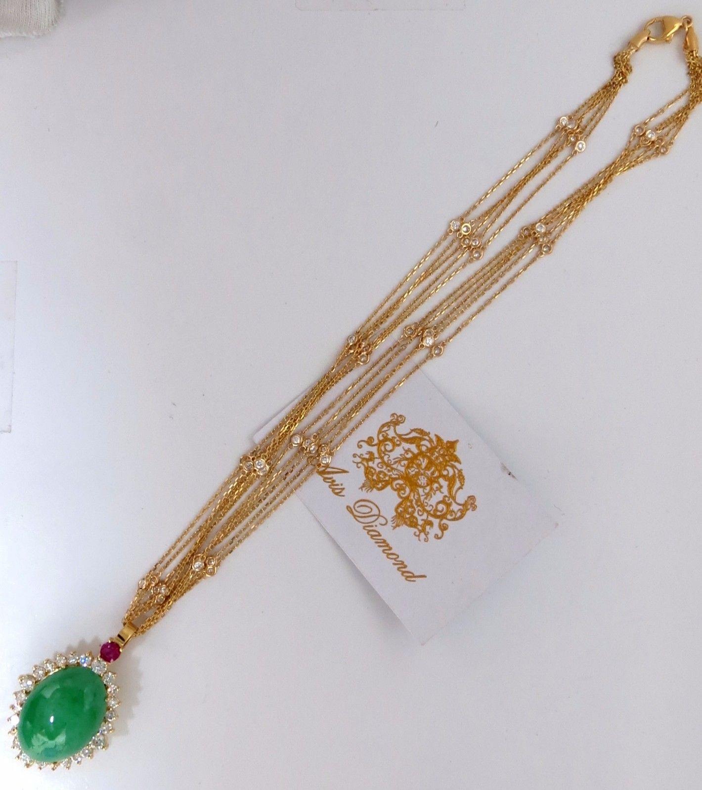 AGL Certified 48.62 Carat Natural Jade Diamond Necklace For Sale 2