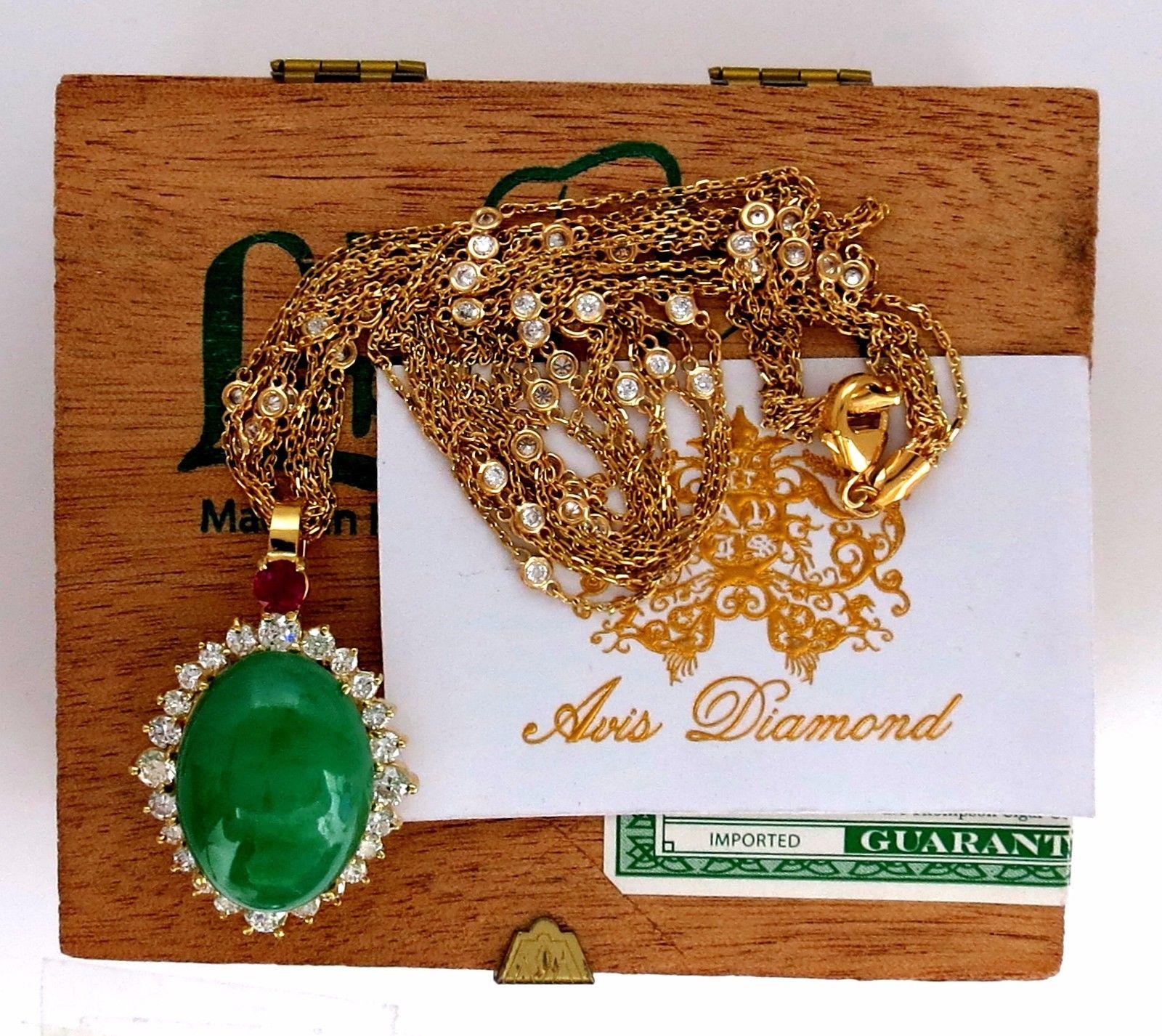 AGL Certified 48.62 Carat Natural Jade Diamond Necklace For Sale 4