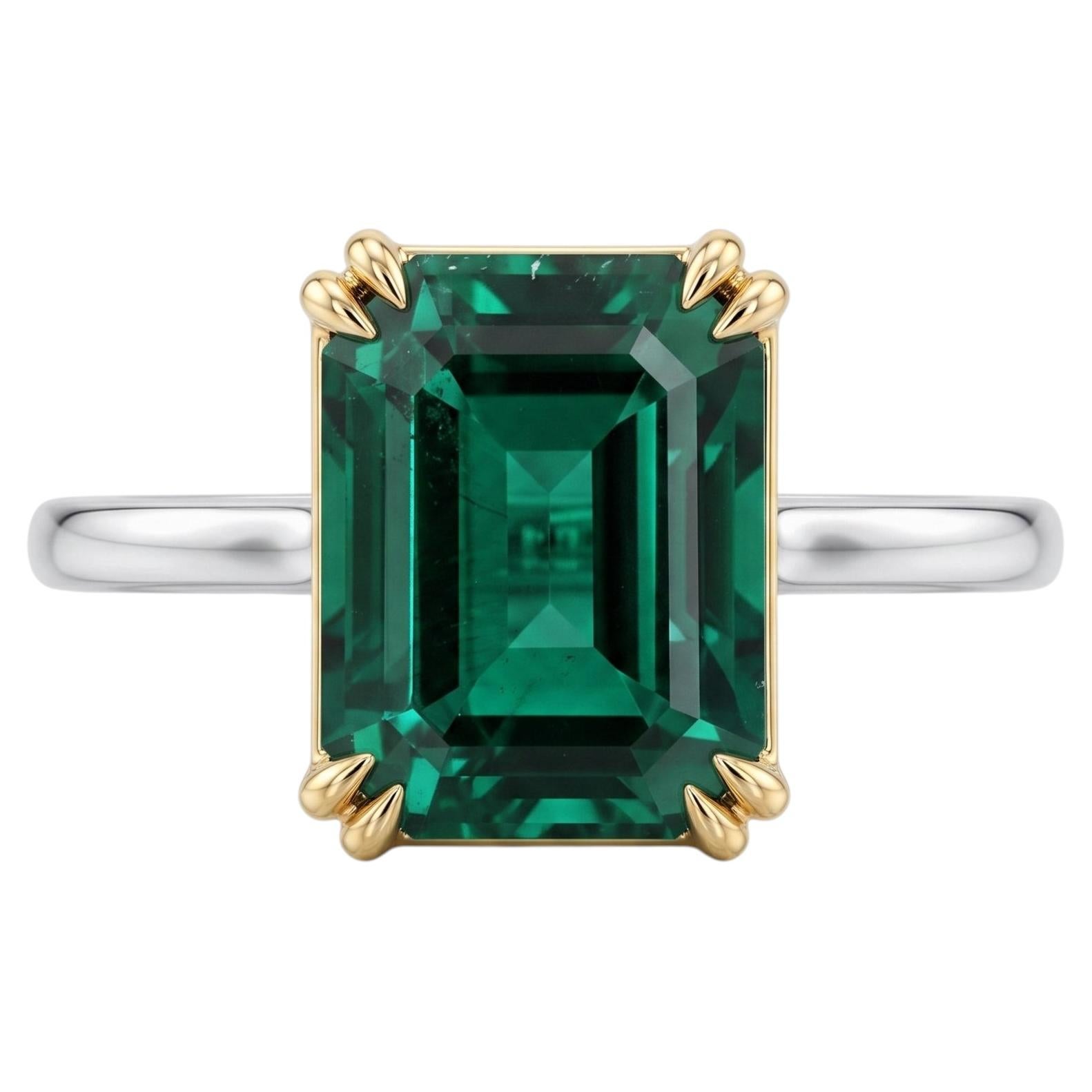 AGL Certified 5 Carat Emerald Ring Made-to-Order - NO OIL