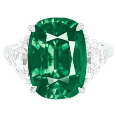 AGL Certified 5 Carat Green Emerald MINOR OIL Diamond Ring