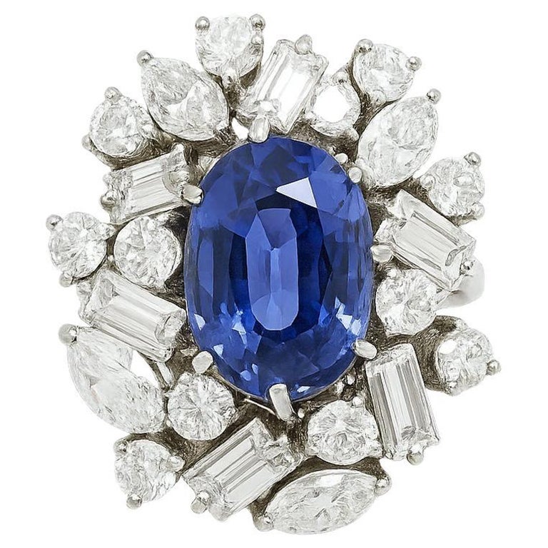 AGL Certified 5.04-carat Natural Sapphire Ring NO HEAT en vente