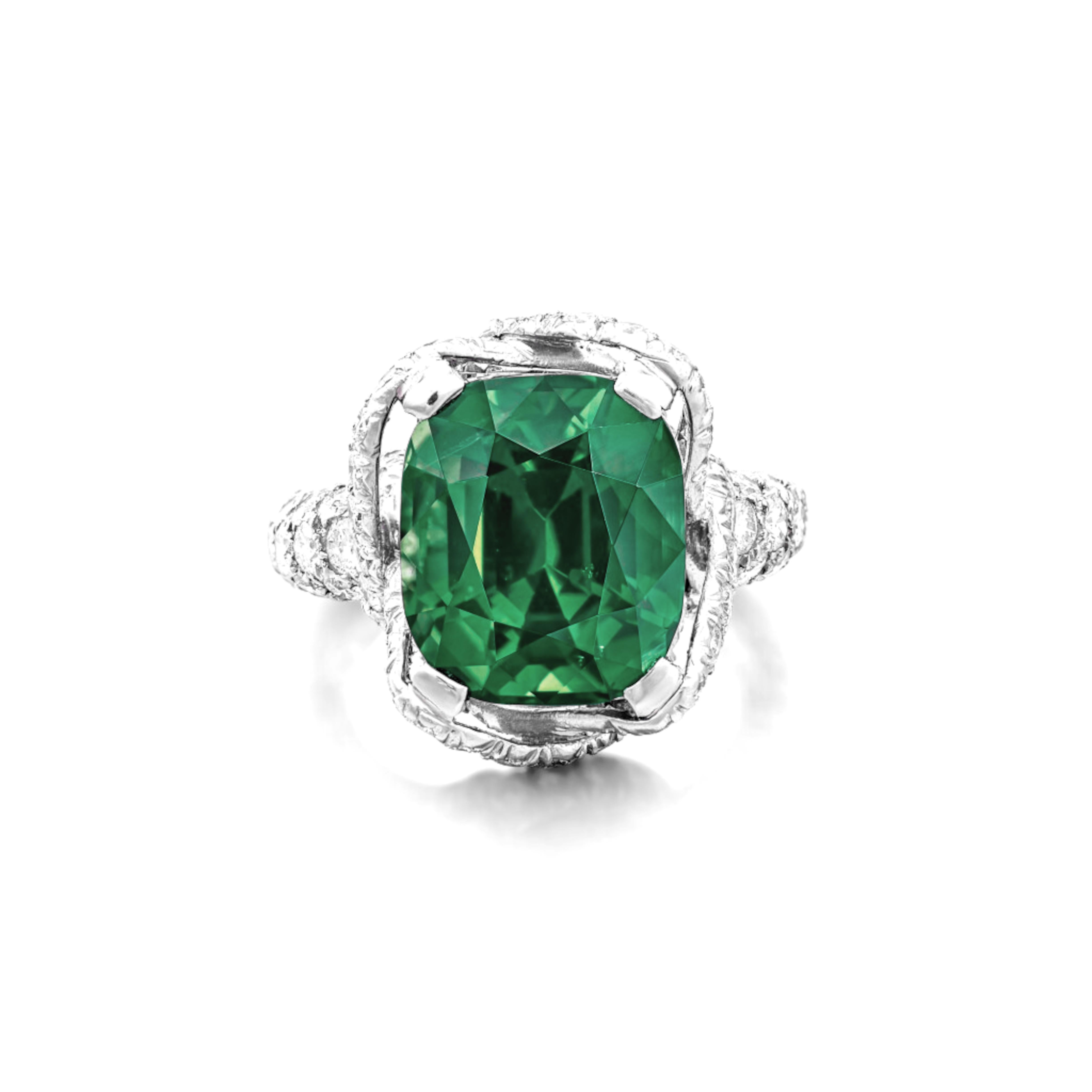 AGL-zertifizierter 5,06 Karat Top-qualität kleiner Öl-Smaragd-Diamant-Ring mit Smaragd im Zustand „Neu“ im Angebot in Chicago, IL