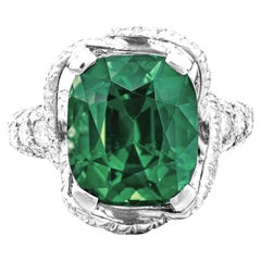 AGL Certified 5.06 Carat Top quality Minor Oil Emerald Diamond Ring