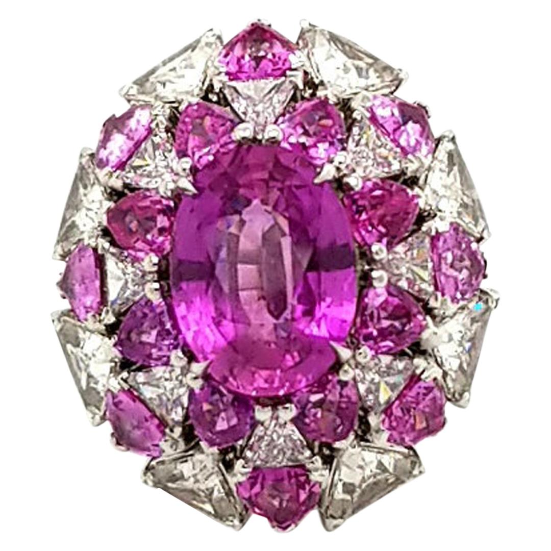 Spectra Fine Jewelry AGL Certified 5.07 Carat Pink Sapphire Cocktail Ring For Sale