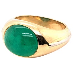 Retro AGL Certified 5.11 Carat Columbian Emerald Ring in 18 Karat Gold and Platinum