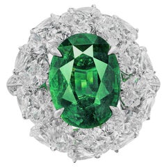 Anillo de diamantes y esmeralda zambiana verde vivo de 5,13 quilates con certificación AGL