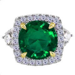 AGL Certified 5.29 Carat Emerald and Diamond Cocktail Ring