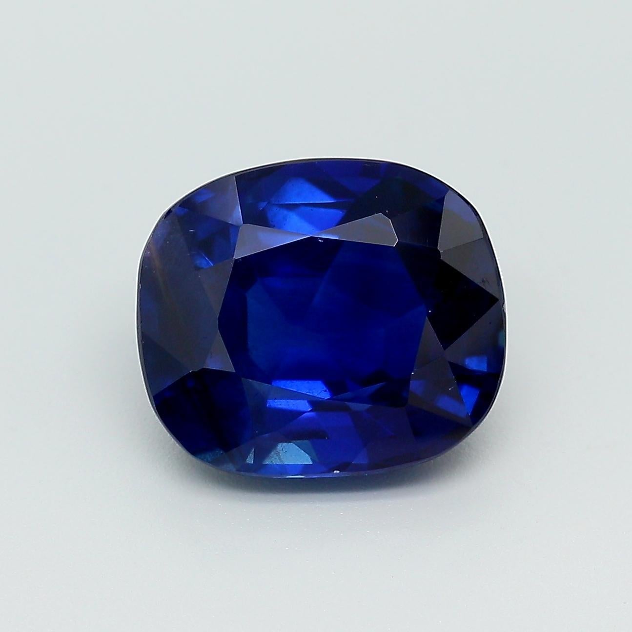 AGL Certified 5.75 Carat Burma No Heat Cushion Cut Blue Sapphire Loose Stone For Sale 3