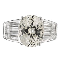 AGL Certified 5.89 Carat Natural Oval Sapphire Diamond Platinum Engagement Ring