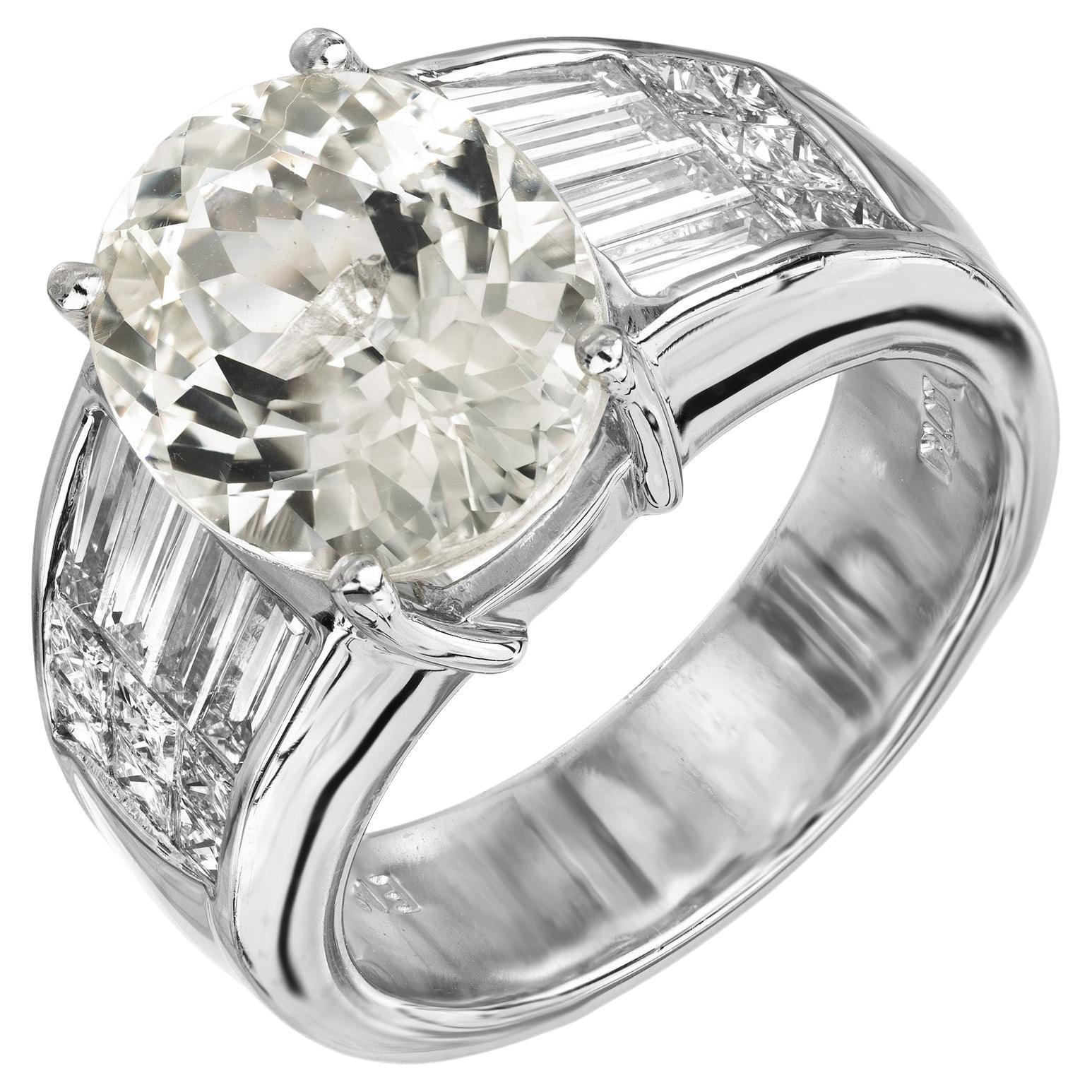 AGL Certified 5.89 Carat Natural Oval Sapphire Diamond Platinum Engagement Ring
