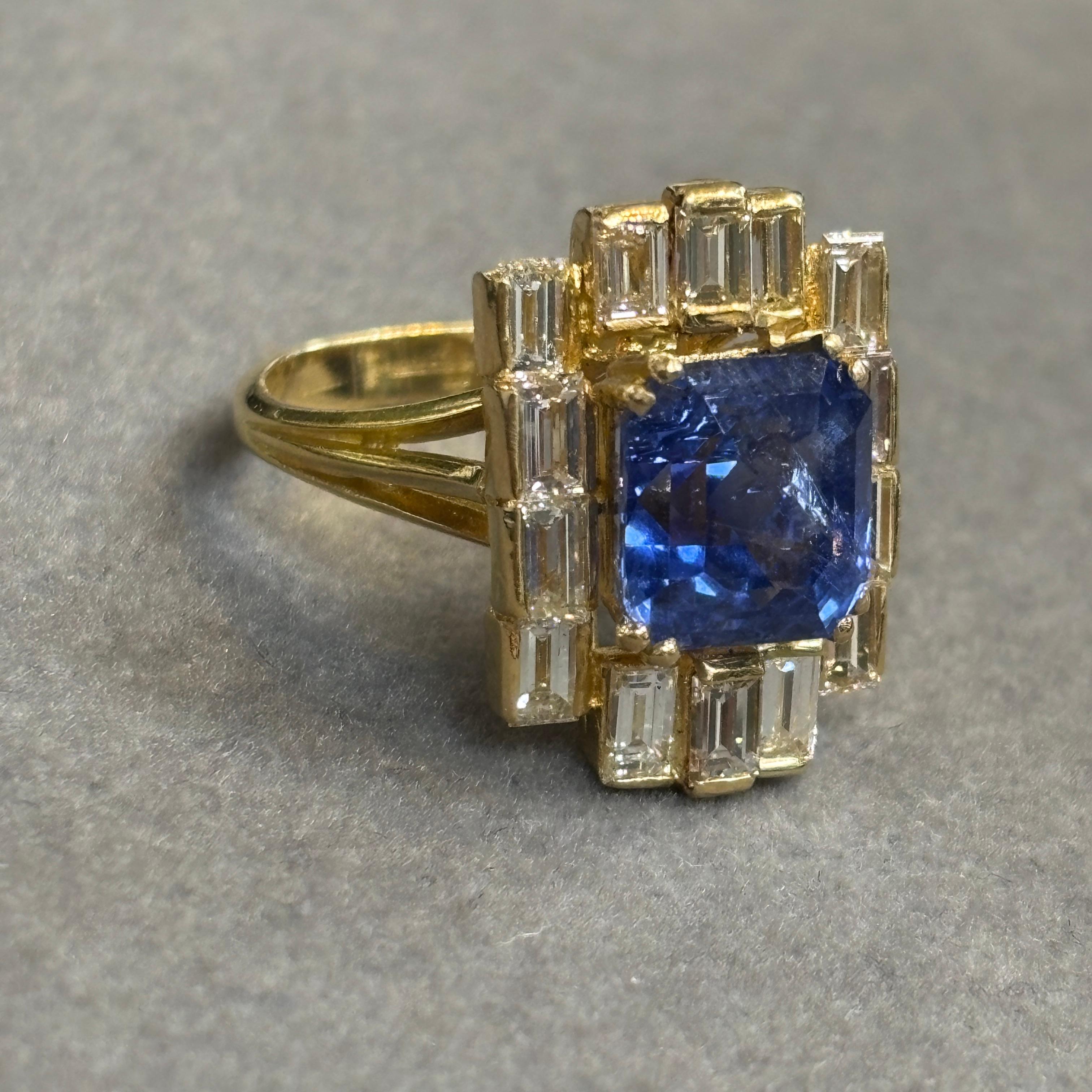 Anello con zaffiro naturale e diamante certificato AGL da 5,94 carati in vendita 1