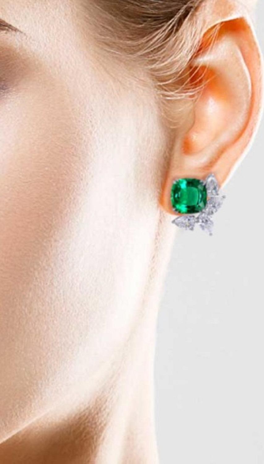4 carats of Matching natural Emeralds AGL Certified one of the most recognized gemmological laboratories for color gemstones in the worlds, with approximately 2 carats of White diamonds set in 18k Yellow gold.

