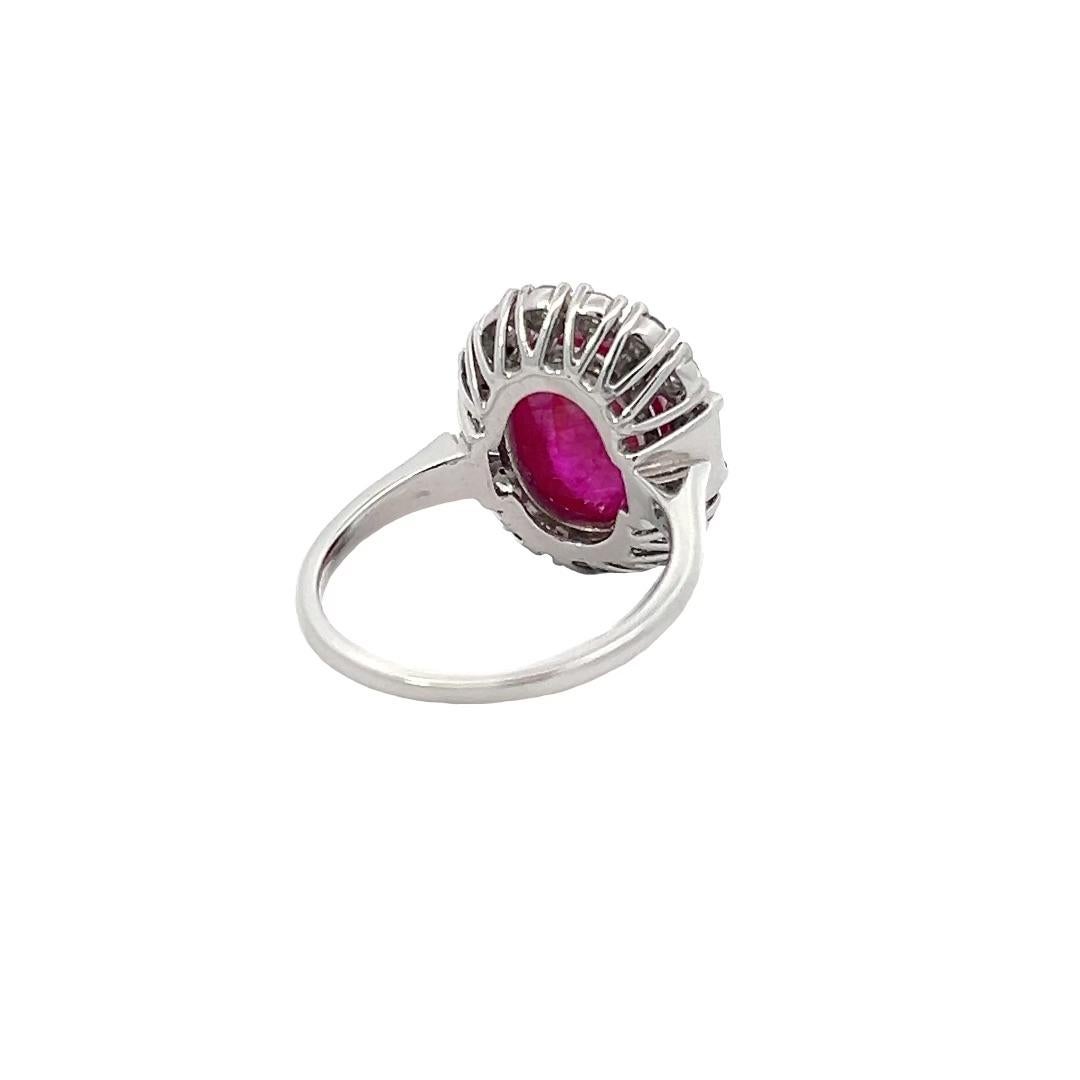 Contemporary AGL Certified 6.07 Carat No Heat Burma Ruby Cocktail Ring For Sale