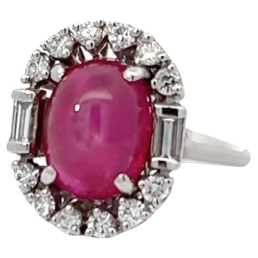 AGL Certified 6.07 Carat No Heat Burma Ruby Cocktail Ring For Sale