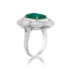 AGL Certified 6.16 Carat Colombian Emerald and Diamond Cocktail Ring