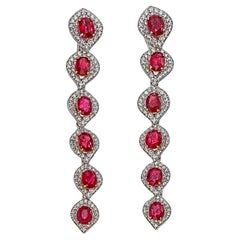 AGL Certified 6.21 Carat Burmese No Heat Pigeon Blood Ruby and Diamond Earrings