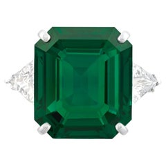AGL Certified 6.25 Carat COLOMBIAN Minor Oil Emerald Diamond Platinum Ring