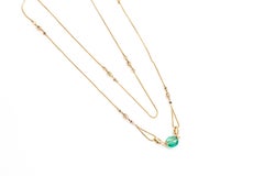 AGL Certified 6.38 Carat Colombian Emerald Bead Necklace on 21K Gold Chain