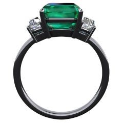 AGL Certified 6.52 Carat COLOMBIAN EMERALD Minor Oil Diamond Ring