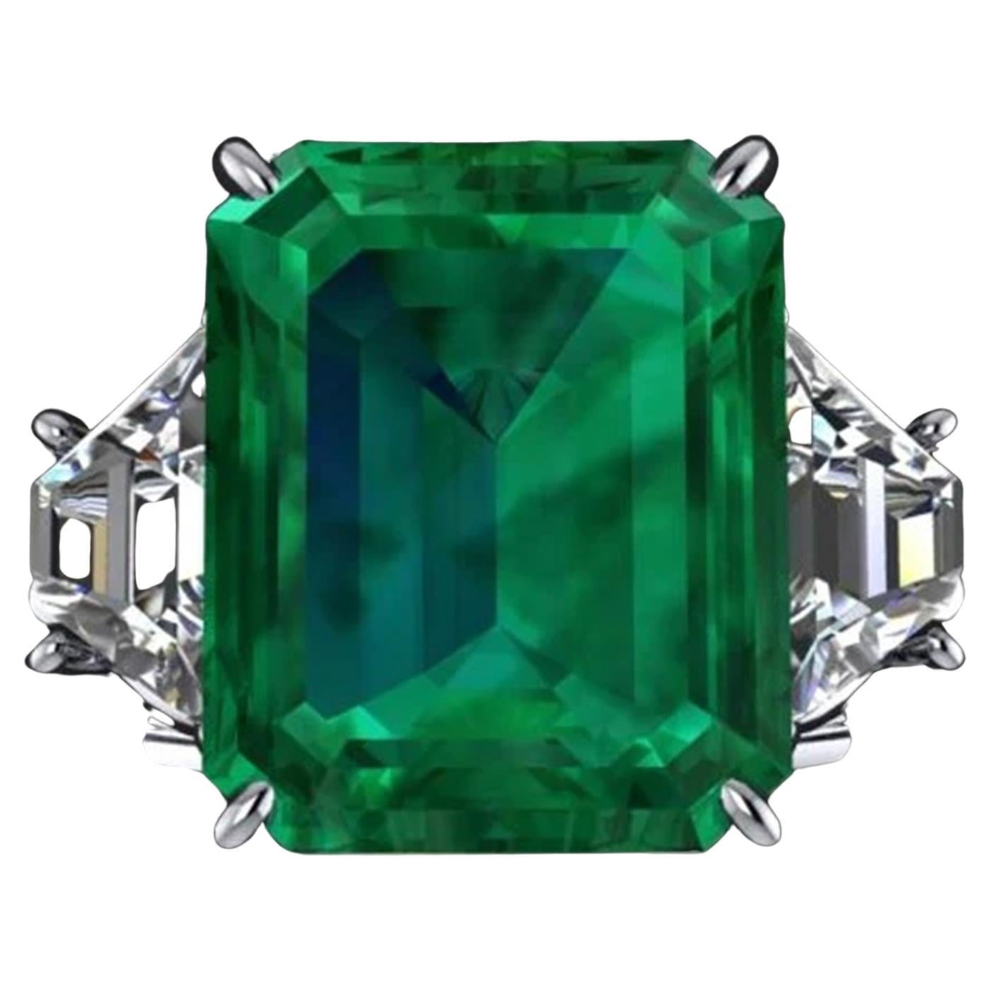 AGL Certificado 6.52 quilates COLOMBIAN EMERALD Anillo de diamantes de aceite menor