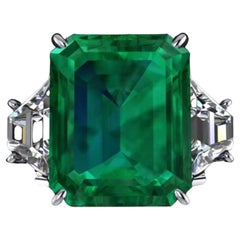 AGL Certificado 6.52 quilates COLOMBIAN EMERALD Anillo de diamantes de aceite menor