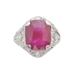 Bague en rubis de Birmanie non chauffé de 6,55 carats certifié AGL