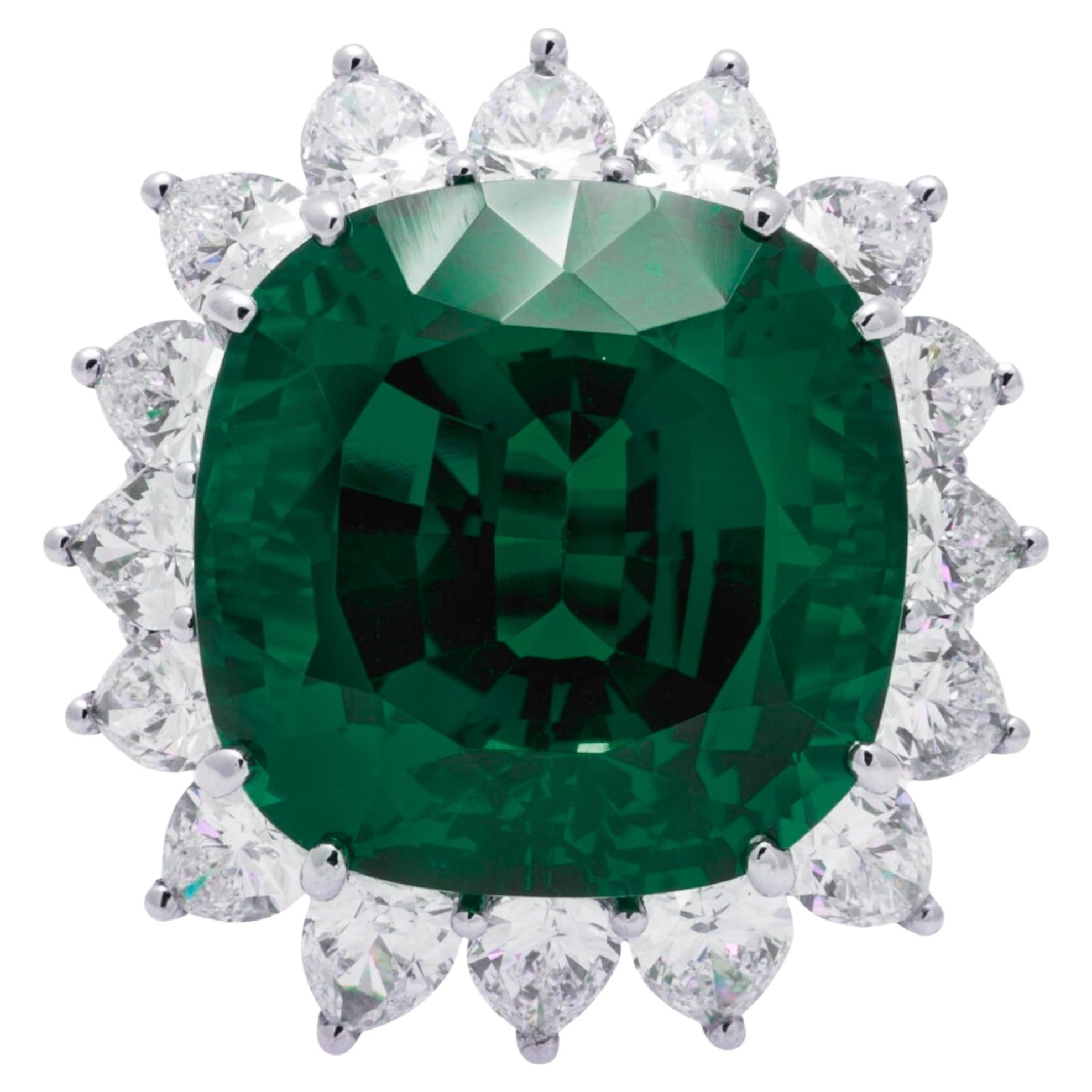Dunaigre Certified 5.34 Carat Colombian Minor Oil Emerald Platinum Ring