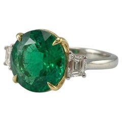 AGL Certified 7 Carat Emerald and Diamond Cocktail Ring