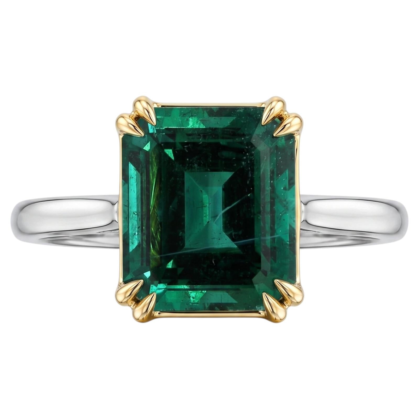 Anillo hecho a medida con esmeralda de 7 quilates certificada por AGL en venta
