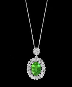 AGL Certified 7 Ct Pariba Tourmaline & 4.5 Ct Diamond Pendant Necklace 18 K Gold