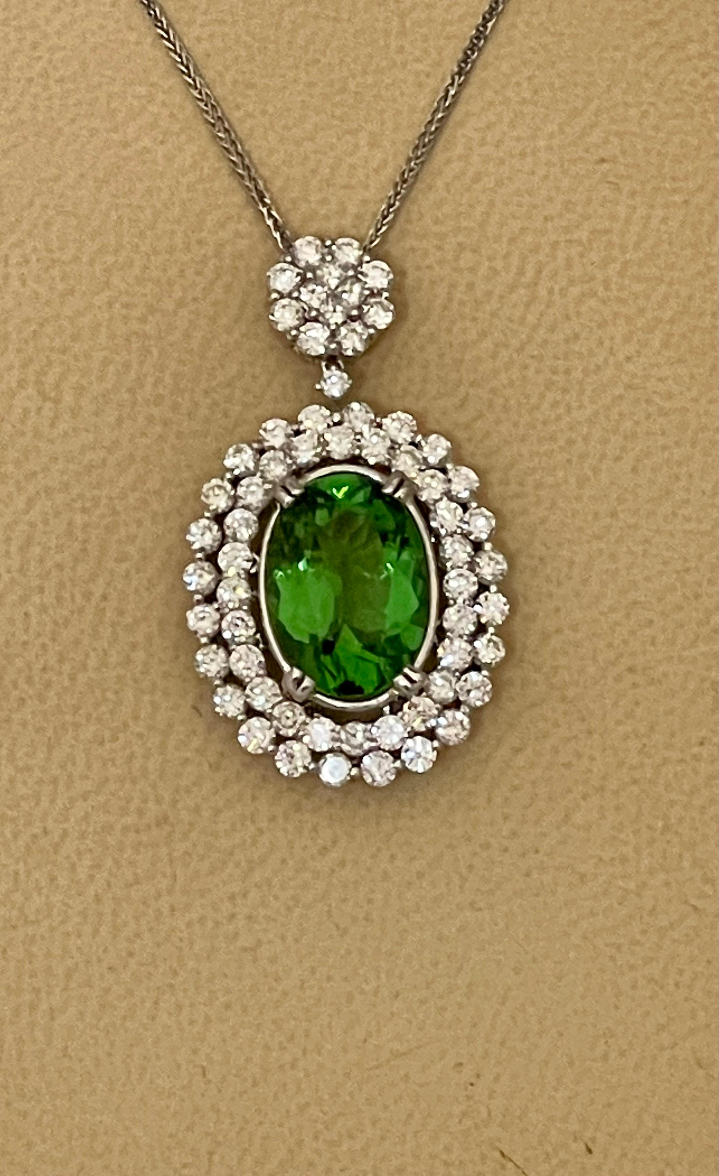 AGL Certified 7 Ct Pariba Tourmaline & 4.5 Ct Diamond Pendant Necklace 18 K Gold For Sale 4