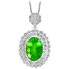 AGL Certified 7 Ct Pariba Tourmaline & 4.5 Ct Diamond Pendant Necklace 18 K Gold