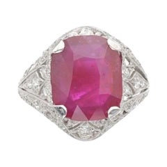 Anello Art Deco con rubino certificato AGL da 7,32 carati