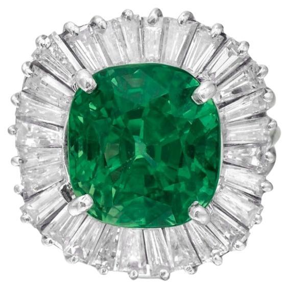 AGL Certified 7.63 Ct. Colombian Emerald Diamond Ring