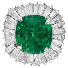 AGL Certified 7.63 Ct. Colombian Emerald Diamond Ring
