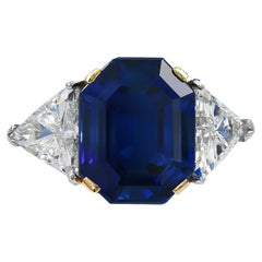 Spectra Fine Jewelry, AGL Certified 7.80 Carat Burma Sapphire Diamond Ring