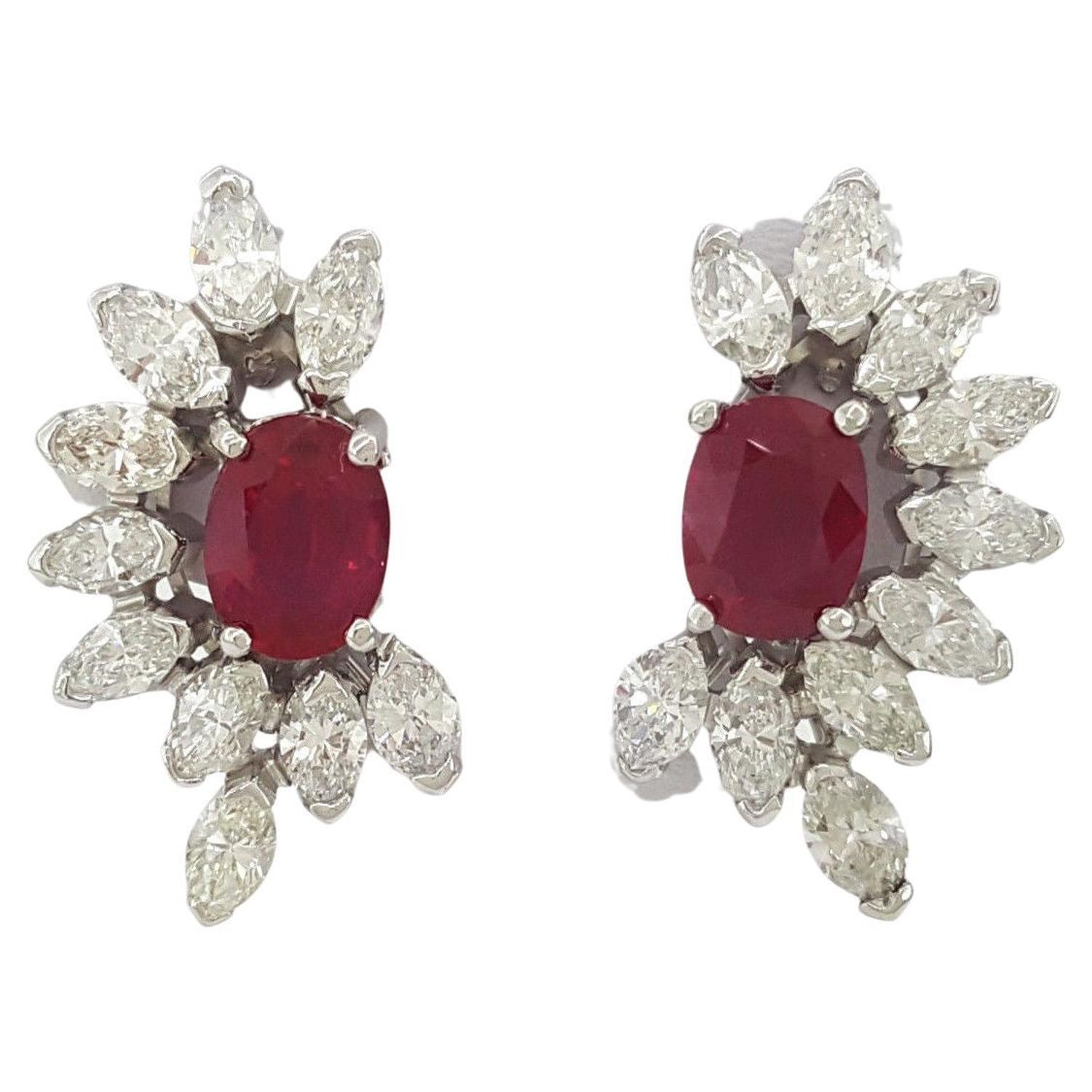 AGL Certified 7.90 Carat Burma Ruby Diamond Earrings For Sale at 1stDibs