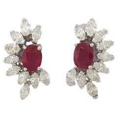 AGL Certified 7.90 Carat Burma Ruby Diamond Earrings